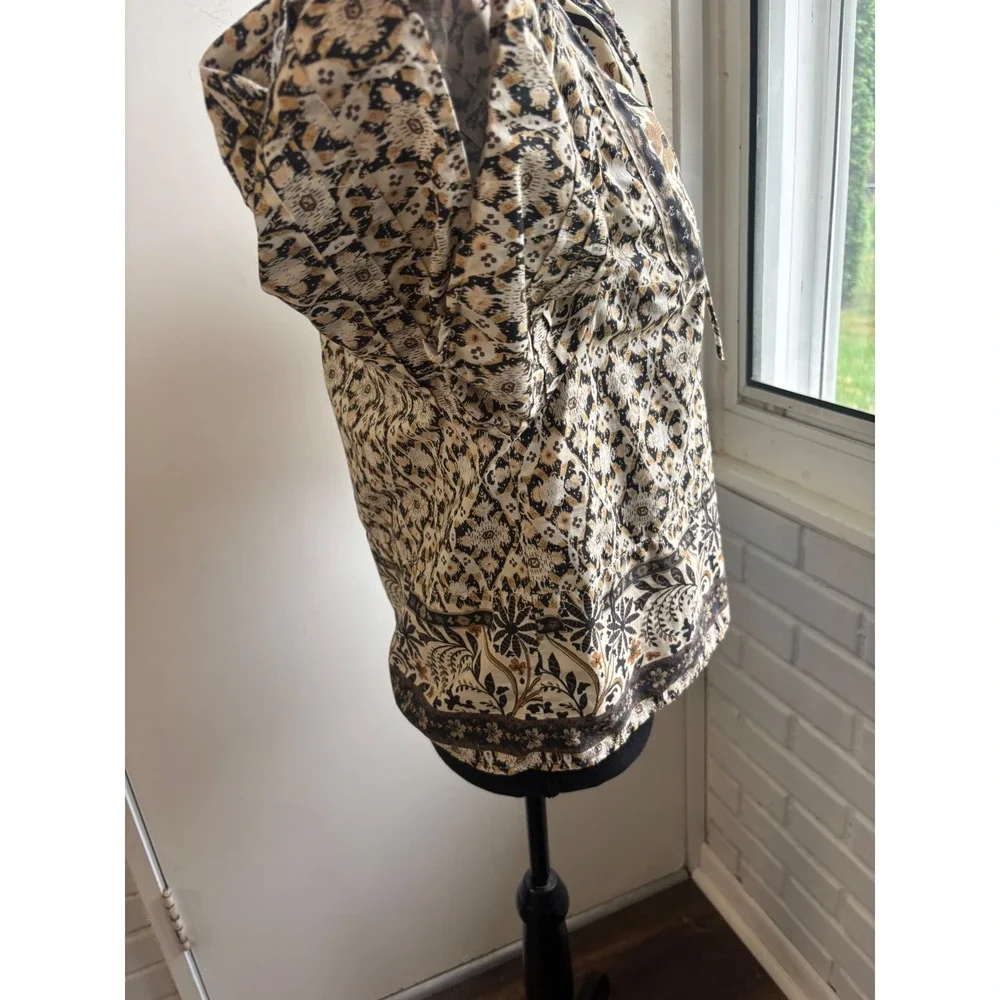 Anthropologie Pleated Puff Sleeve Blouse Small Boho cottage core croquette